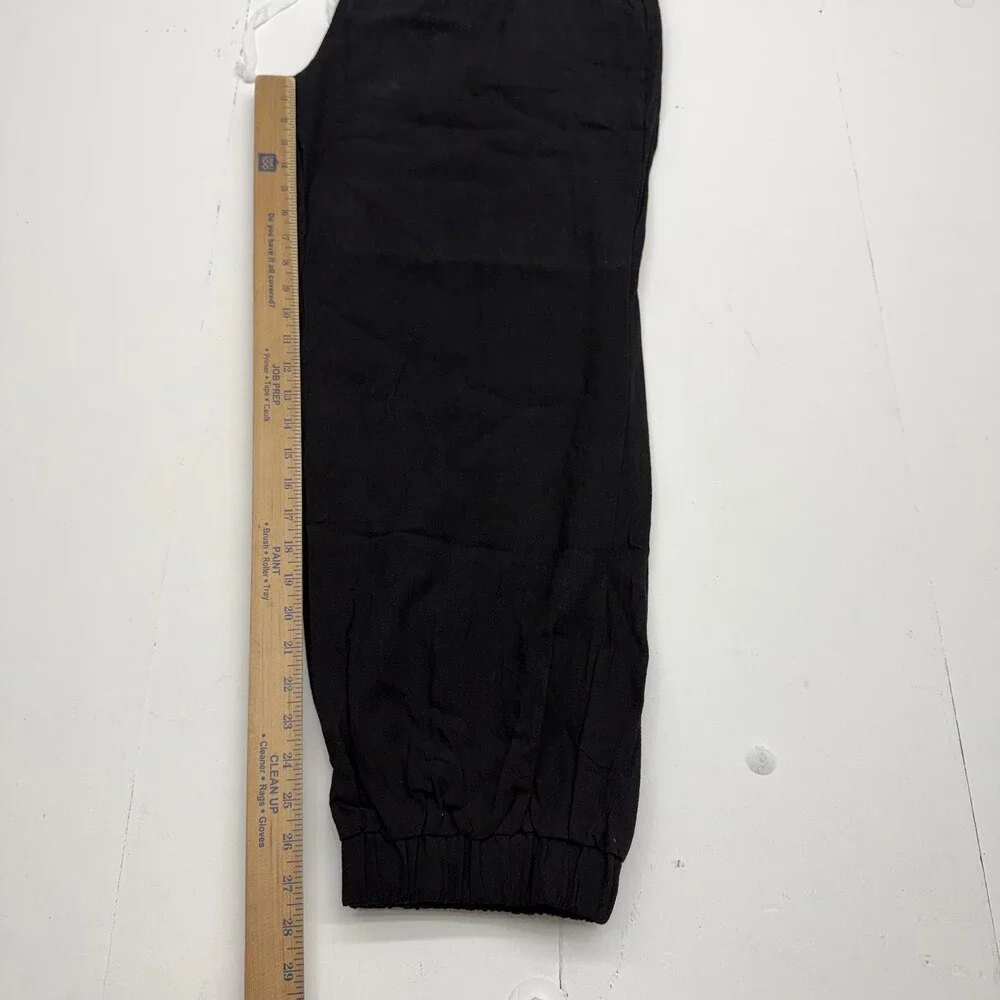 Ouku Jogger Pants Mens XXL Black Linen Cotton Relaxed Fit Drawstring Cuffed